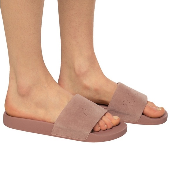 All Saints Karli Taupe Slides Sandals - Picture 2 of 11